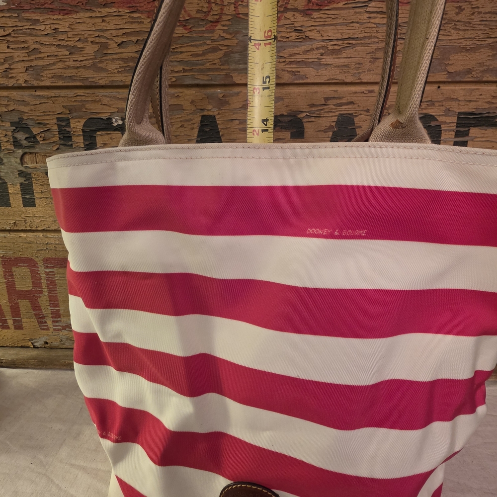 Dooney & Bourke Red and White Striped Tote Bag - Picture 12 of 13